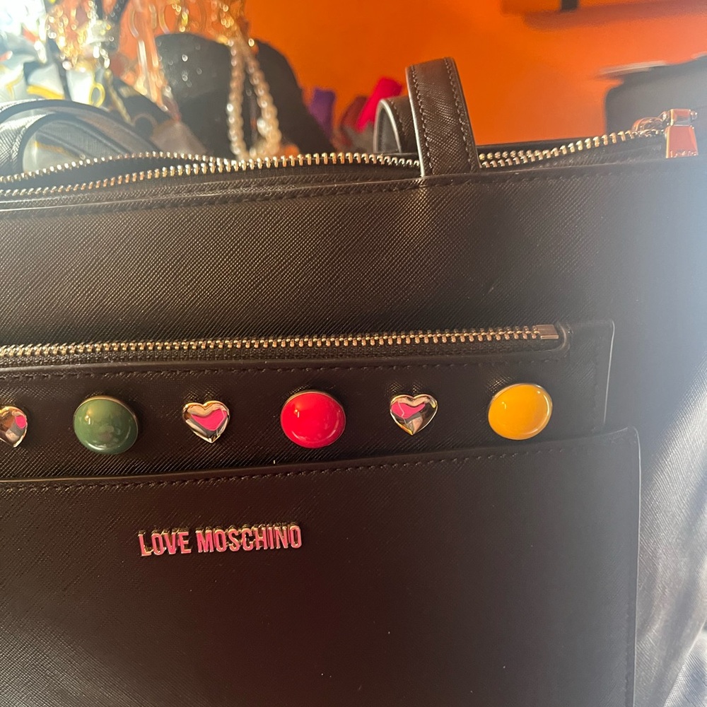 Love Moschino Black Leather shoulder bag Tote and wallet - Picture 5 of 10